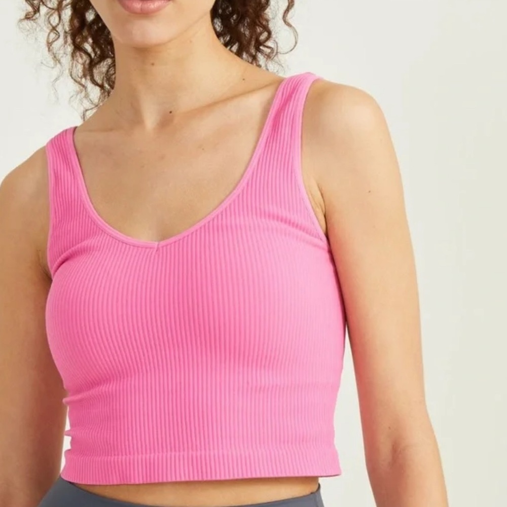 Alter’d state revival Pink Ribbed Built in Bra Crop Top
